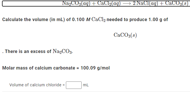 Solved 2) Na2CO3(aq) CaCl2(aq) NaCl(aq) CaCO3(s), 57% OFF