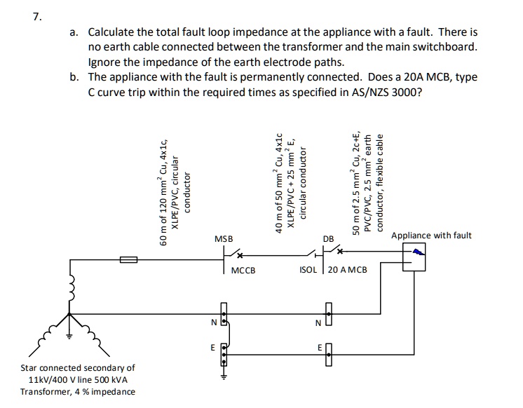 SOLVED: a. Calculate the total fault loop impedance at the appliance ...