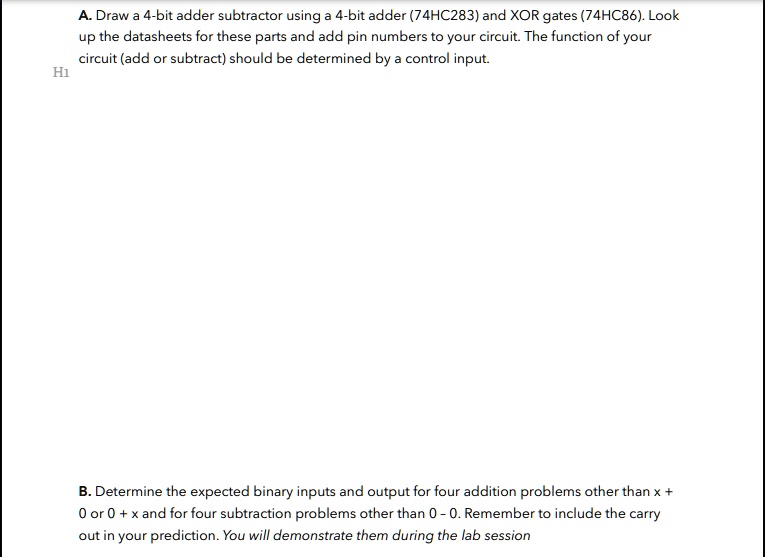 SOLVED: A. Draw a 4-bit adder-subtractor using a 4-bit adder (74HC283 ...