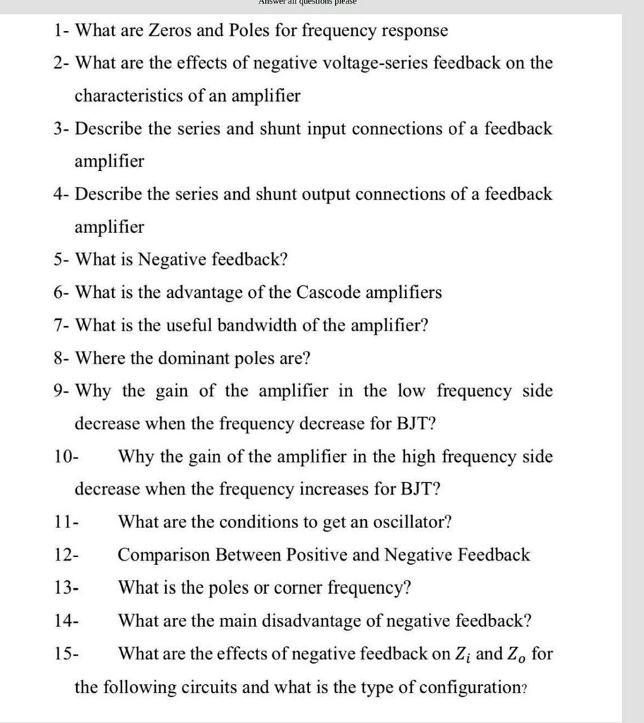 SOLVED 1What are Zeros and Poles for frequency response? 2What are