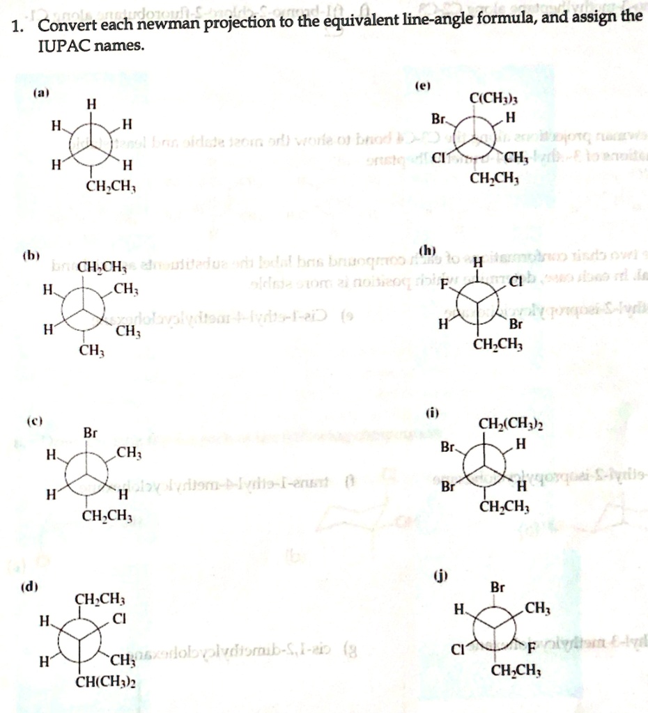 SOLVED Convert each Newman projection to the equivalent lineangle