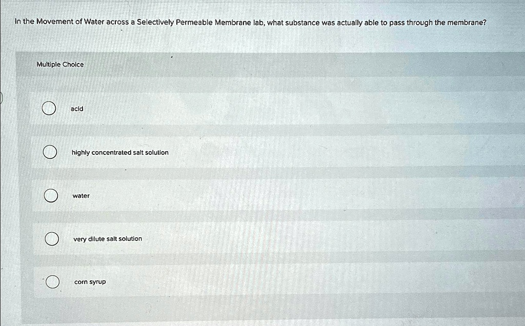 SOLVED In the Movement of Water across a Selectively Permeable