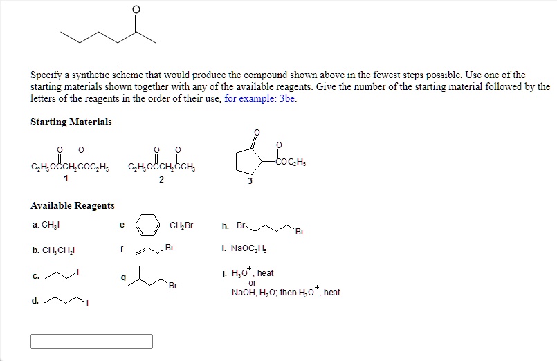 SOLVED Specify a synthetic scheme that would produce the compound shown above in the fewest