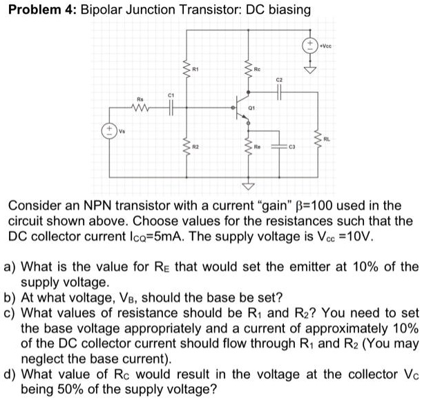 problem 4 bipolar junction transistor dc biasing consider an npn ...