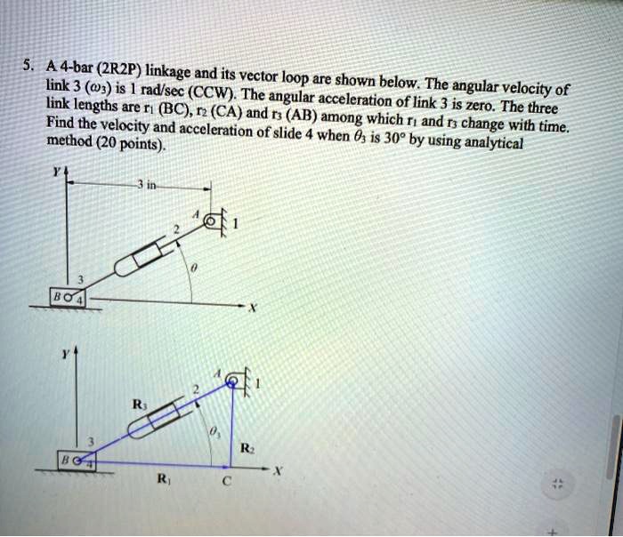 Solved: 5. A 4-bar (2r2p) Linkage And Its Vector Loop Are Shown Below 