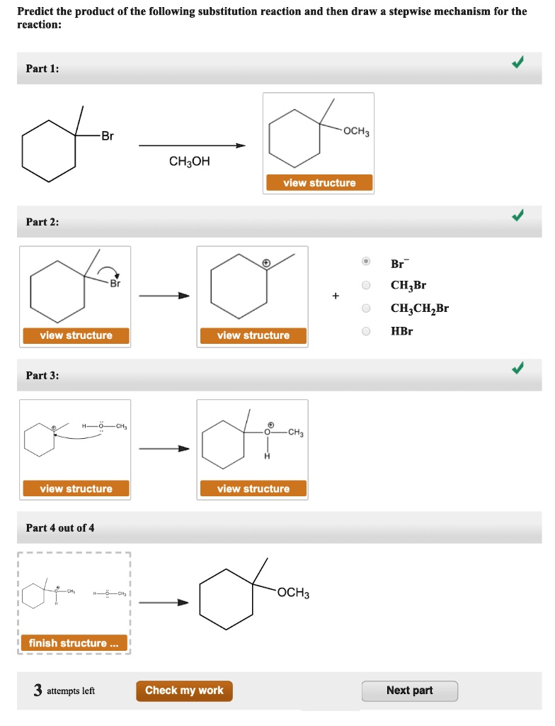 Solved Predict The Product Of The Following Substitution Reaction And Then Draw Stepwise 5441