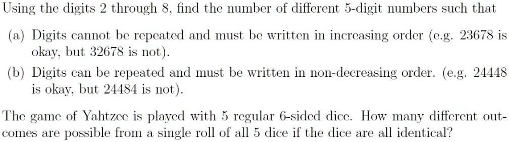 SOLVED: Using the digits 2 through , find the number of different 5 ...