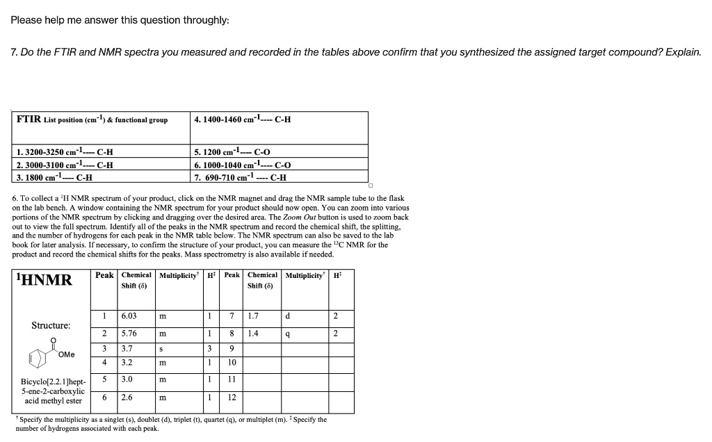 SOLVED Please help me answer this question thoroughly 7. Do the FTIR
