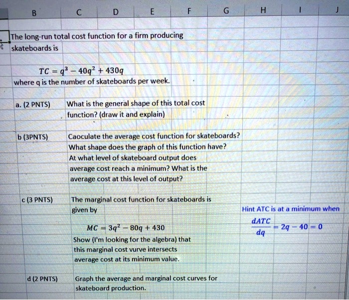 SOLVED The longrun total cost function for a firm producing