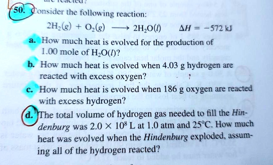 Solved Icu 50 Consider The Following Reaction 2h2g O2g 2h2ol Î”h 572 Kj A How 9428