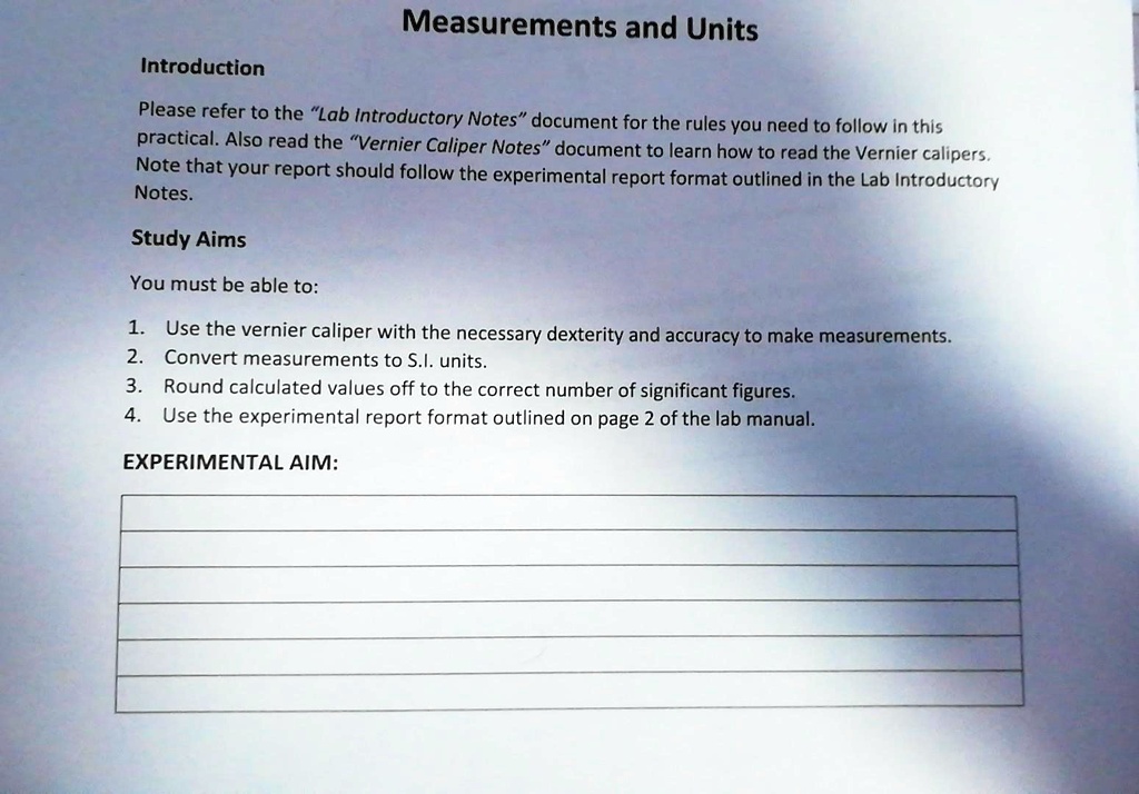 SOLVED Measurements and Units Introduction Please refer to the "Lab
