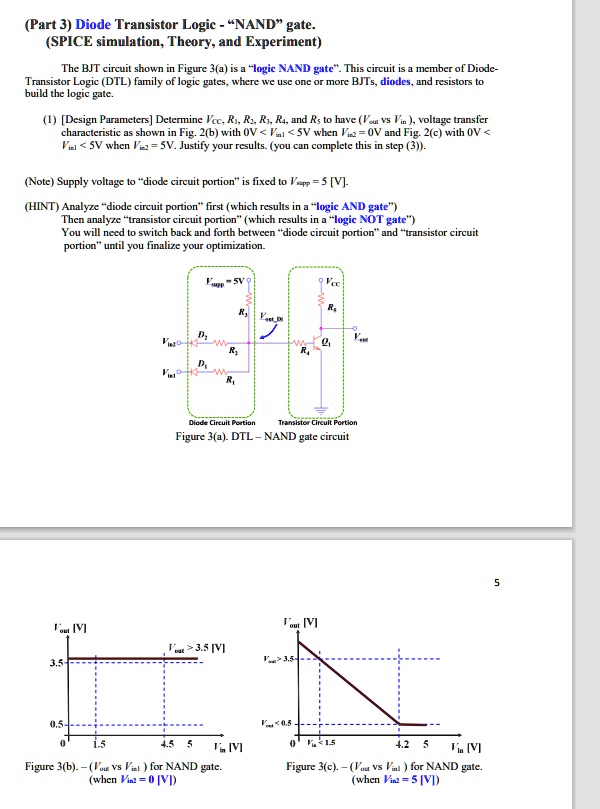 Text: (Part 3) Diode Transistor Logic - NAND gate. (SPICE simulation ...