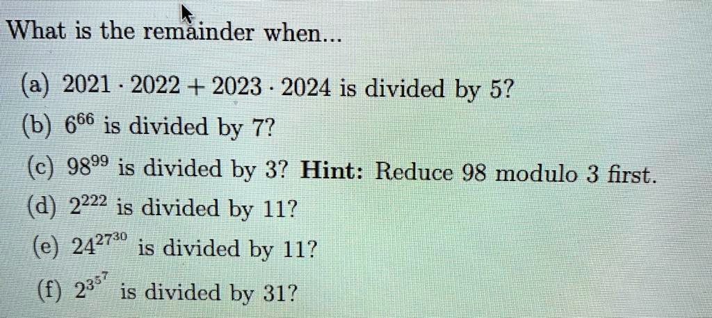 q148-the-remainder-when-3-21-is-divided-by-5-is-find-the-remainder