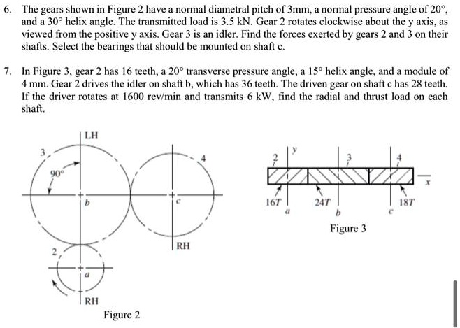 6. The gears shown in Figure 2 have a normal diametral pitch of 3 mm, a ...