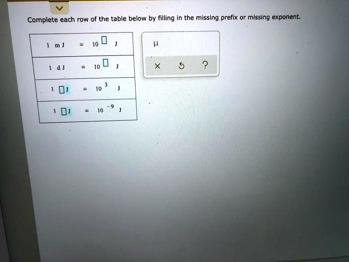 SOLVED Complete each row of the table below by filling in the