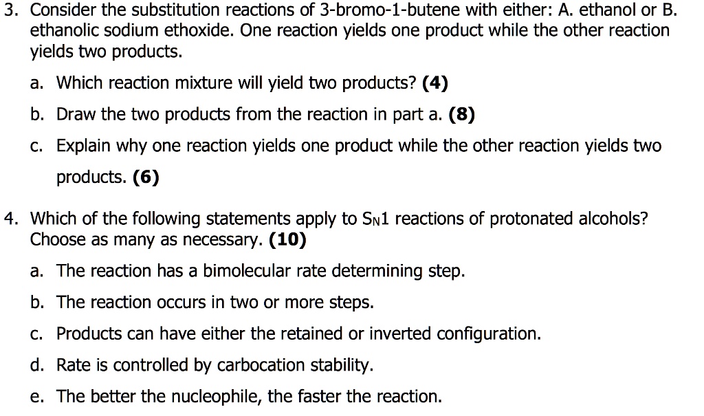 Solved 3 consider the substitution reactions of 3 bromo 1 butene with