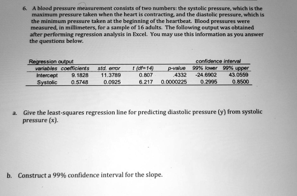 SOLVED A blood pressure measurement consists of two numbers the