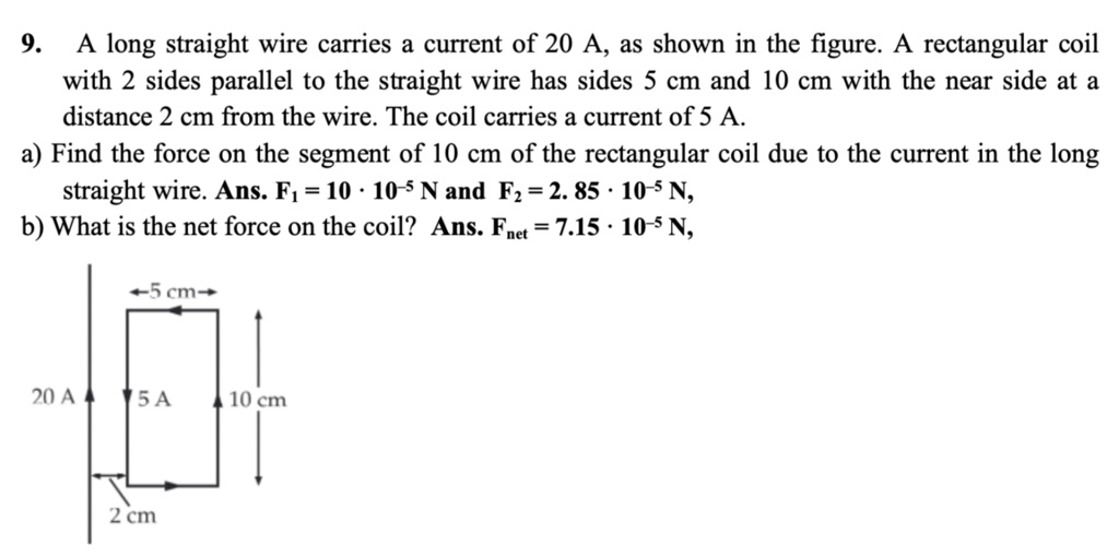 9. A long straight wire carries a current of 20 A, as… SolvedLib