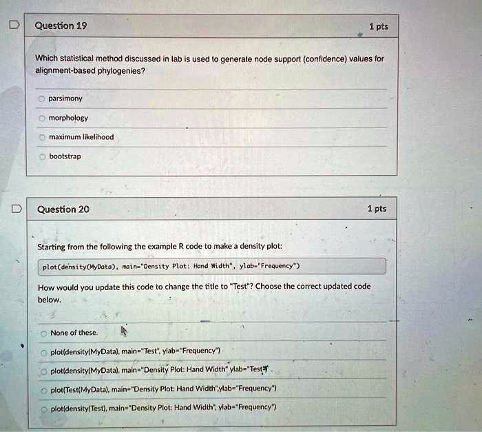 SOLVED: Texts: Question 19 1pts Which statistical method discussed in ...