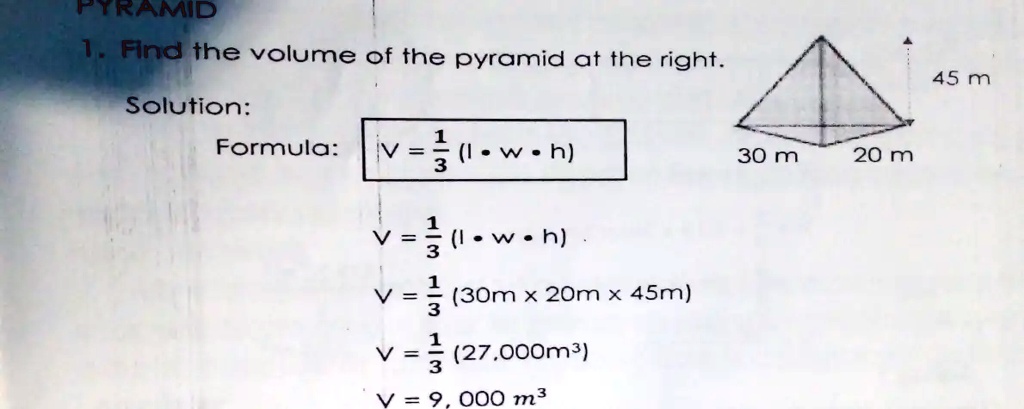Science Formula Pyramids Right Pyramid Volume Formula