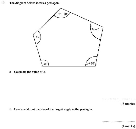 SOLVED: The diagram below shows pentagon: Calculate the value of x ...