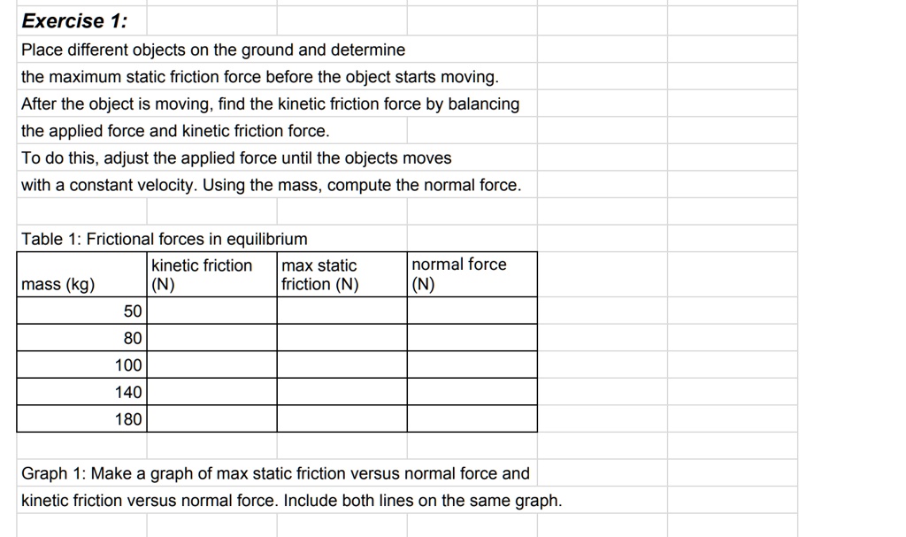 SOLVED: Exercise 1: Place different objects on the ground and determine ...