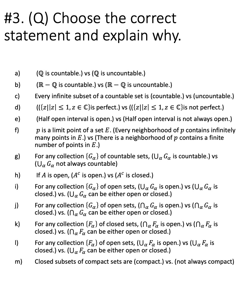 SOLVED:#3. (Q) Choose The Correct Statement And Explain Why: A) B) C) D ...