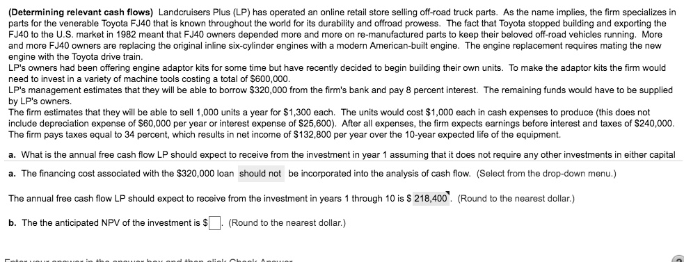 SOLVED Determining Relevant Cash Flows Landcruisers Plus LP Has solved-determining-relevant-cash-flows-landcruisers-plus-lp-has