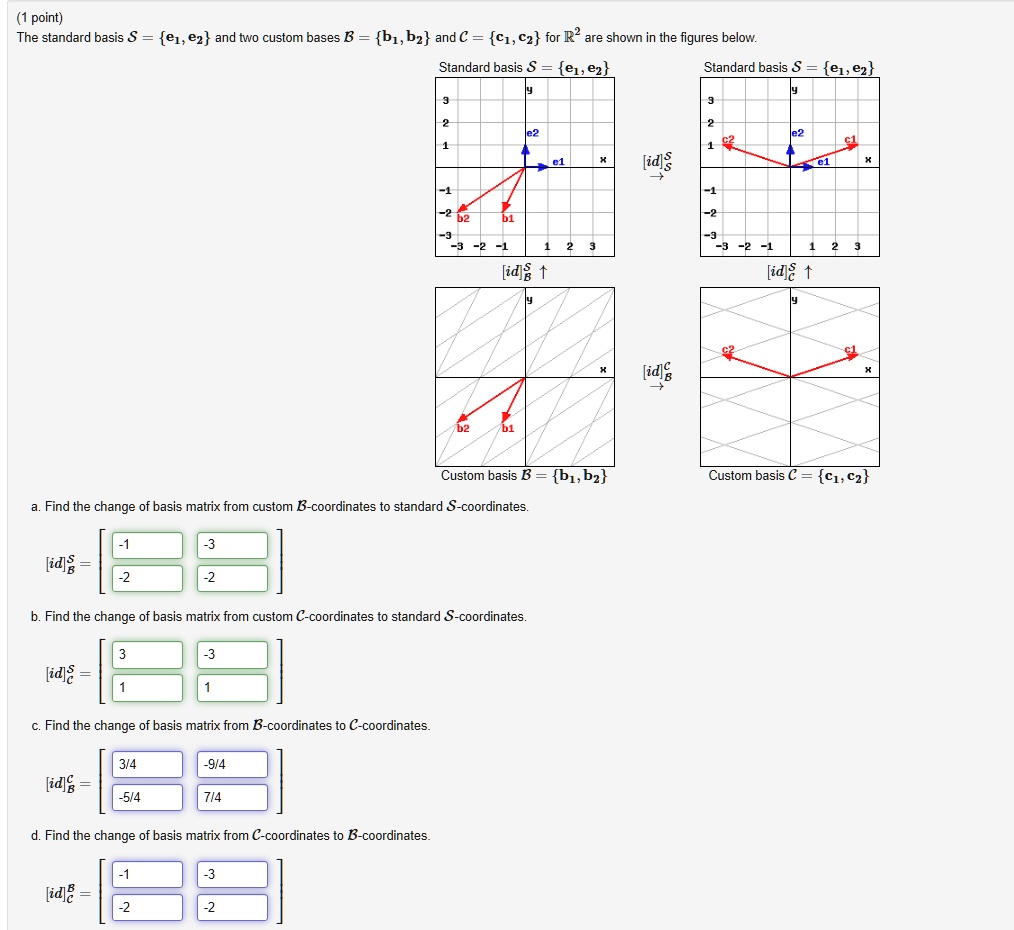 SOLVED The standard basis = {e1, e2} and two custom bases B = {b1, bz