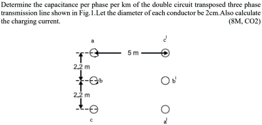 Solved Determine The Capacitance Per Phase Per Km Of The Double Circuit Transposed Three Phase 5483