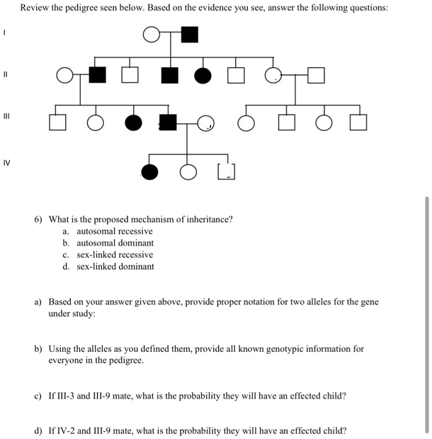 SOLVED: Review the pedigree seen below. Based On the evidence you see ...