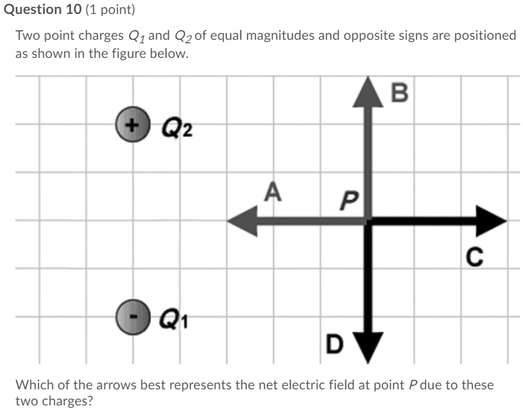 SOLVED: Question 10 (1 Point) Two Point Charges Q1 And Q2 Of Equal ...