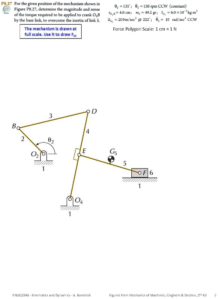 SOLVED: P8.27 For the given position of the mechanism shown in Figure ...