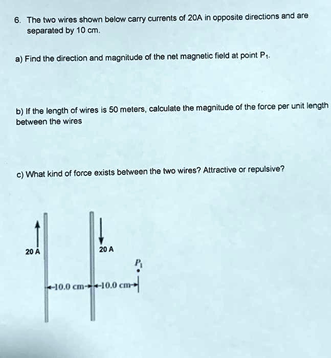 the two wires shown below carry currents of 2oa in opposite directions ...