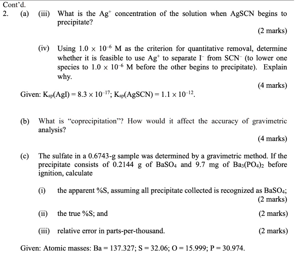 SOLVED:Cont'd. 2 (a) (iii) What is the Agt concentration of the ...