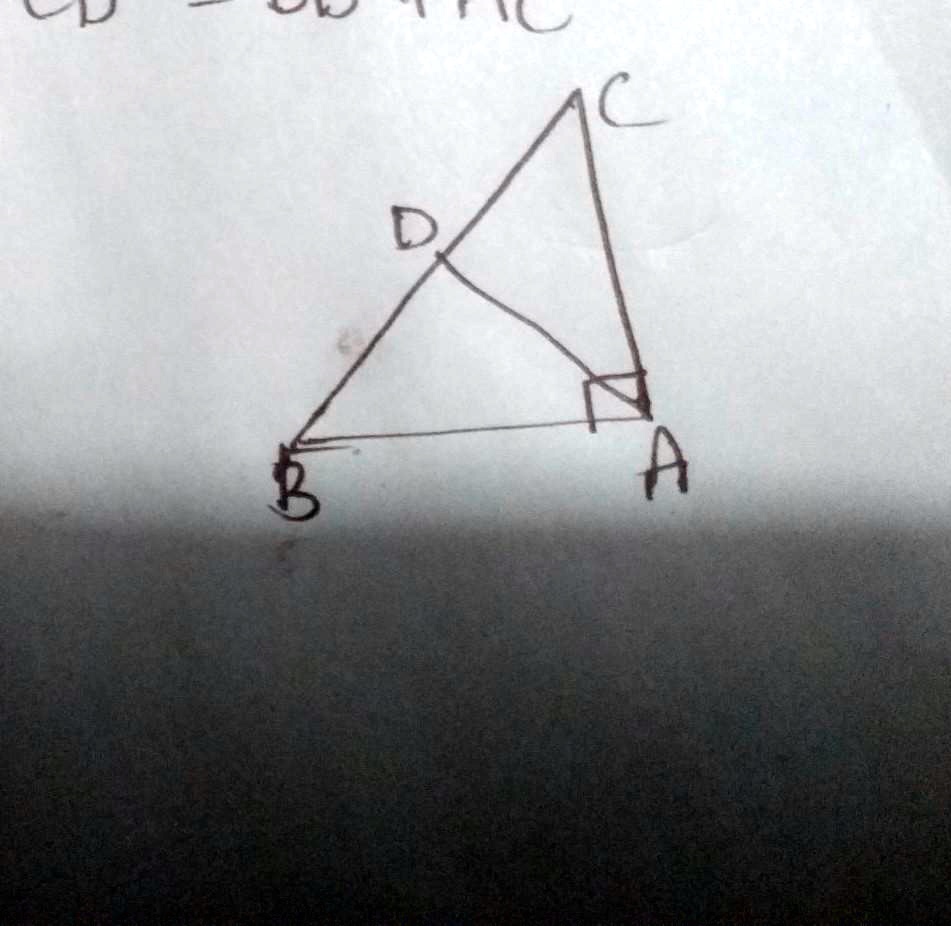 Solved In The Given Right Triangle Abc If Ad Is Perpendicular To Bc Then Prove That Ab2 Cd 5186