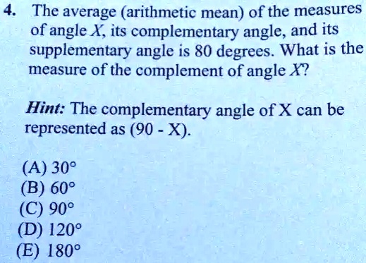 what is the measure of the complement of the angle 80 degrees