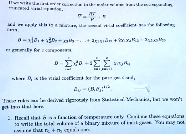 If we write the first order correction to the molar volume from the ...