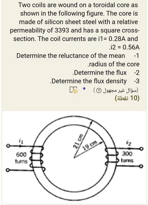 two coils are wound on a toroidal core as shown in the following