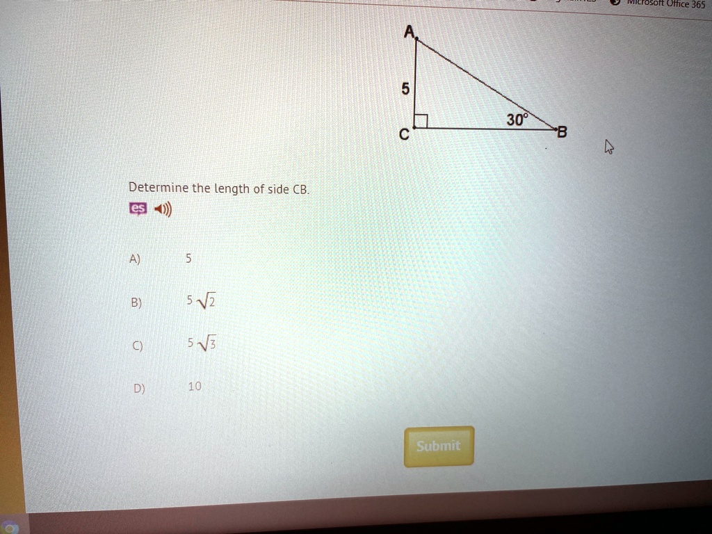 SOLVED 'Determine the length of side CB MIcIOsolt Ulfice 365 309