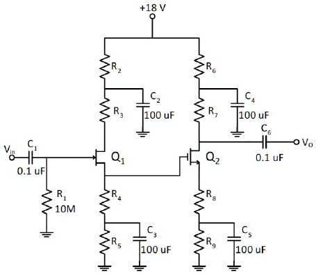 SOLVED: The following figure shows an amplifier circuit using JFET and ...