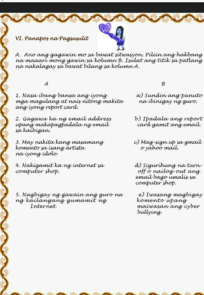 SOLVED: Panapos Na Pagsusulit: A B. VI: Panapos Na Pagsusulit Ano Ang ...