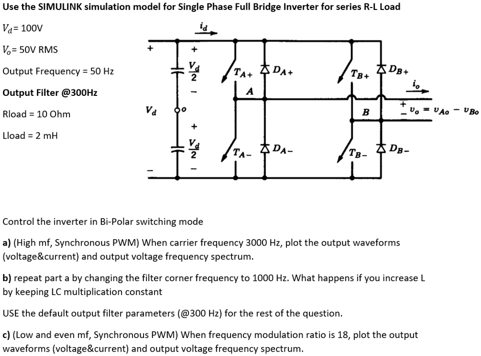 Simulink Rms SOLVED: Use the SIMULINK simulation model for Single Phase Full Bridge ...