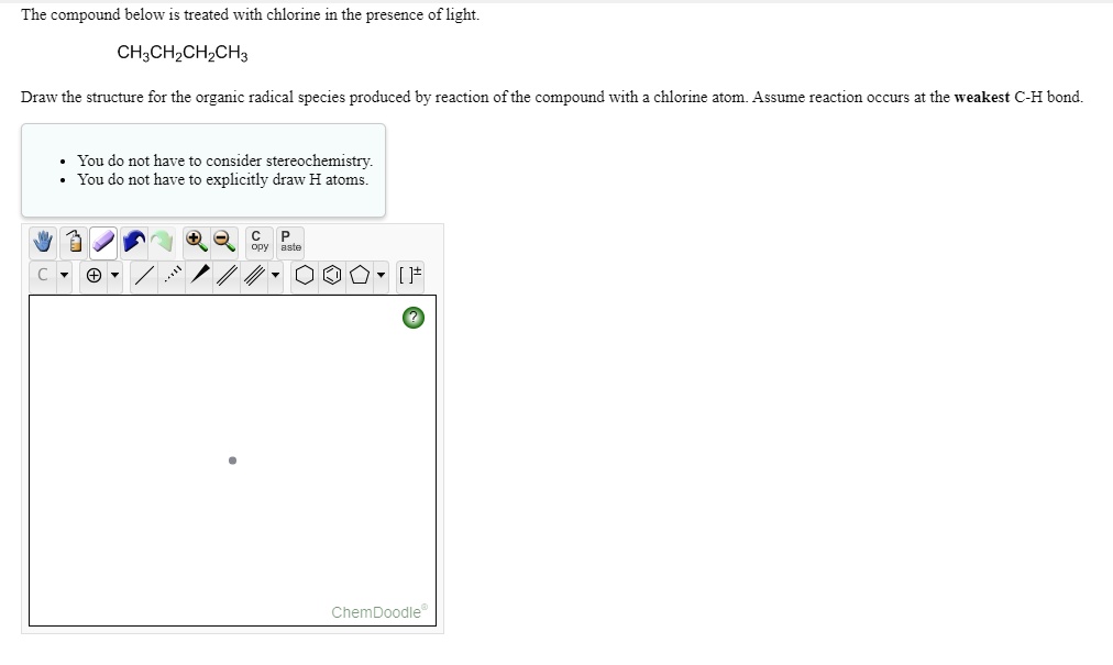 SOLVED The compound below is treated with chlorine in the presence of