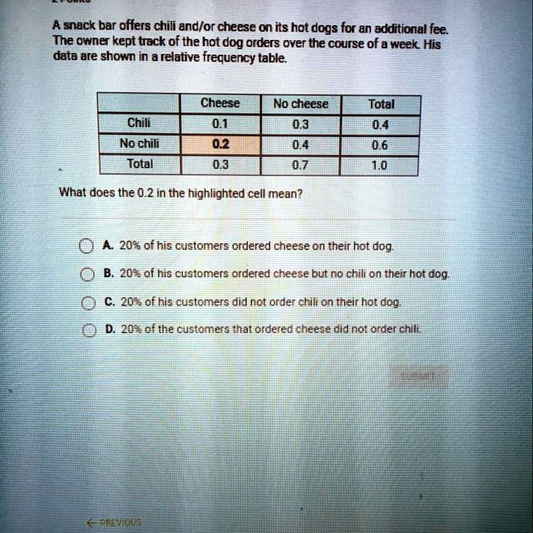 SOLVED Please help and thank you. A snack bar offers chili and/or