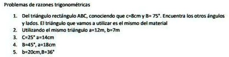 Solved Me Ayudan Con Estos Problemas Ayudaaaaaaa Proulemas De Razones Trigonometricas Del