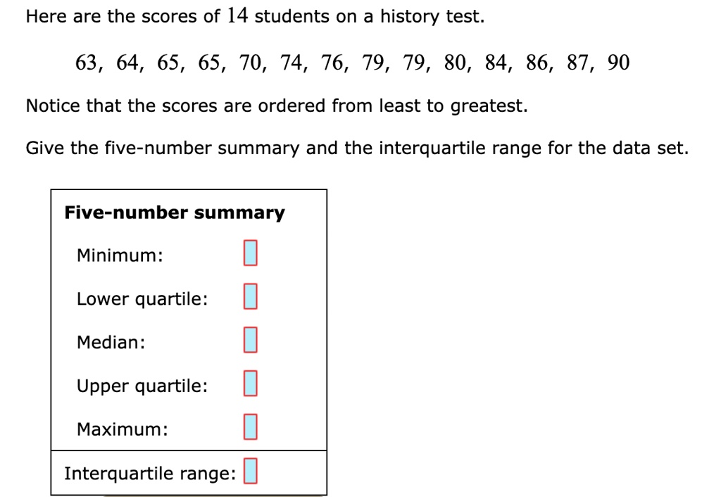 SOLVED Here are the scores of 14 students on a history test. 63, 64