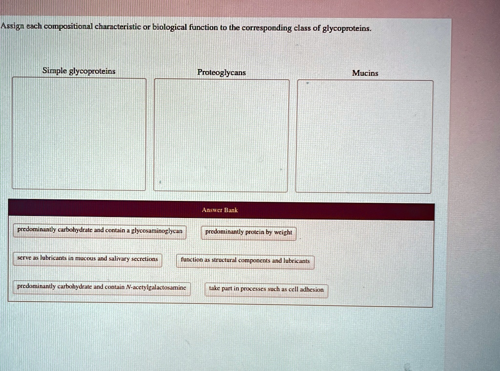 assign each compositional characteristic or biological function to the