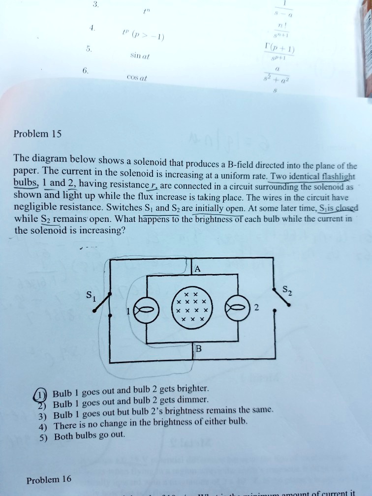 SOLVED ST (/ C0S (/ Problem 15 The diagram below shows a solenoid thal produces a Bfield