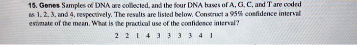 Solved 15 Genes Samples Of Dna Are Collected And The Four Dna Bases Solved 15 Genes Samples Of Dna Are Collected And The Four Dna Bases